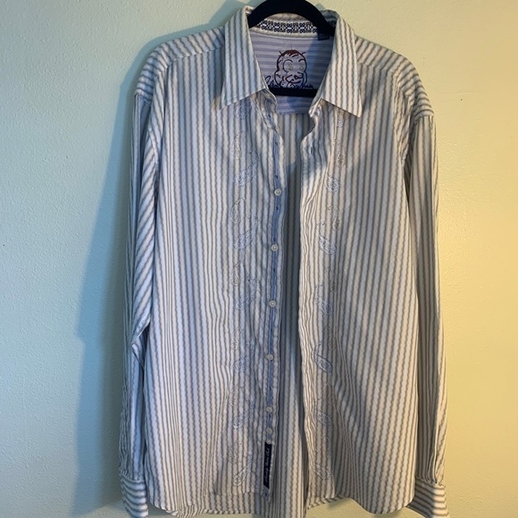 Robert Graham Mens Striped Embroidered Paisley Long Sleeve Shirt Size 2XL.#0041 - Picture 4 of 15